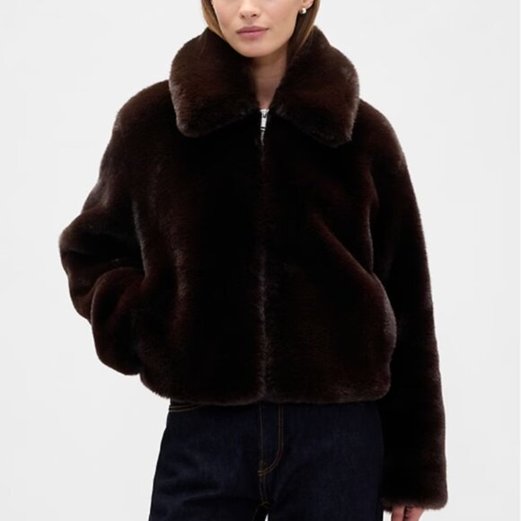 Gap Faux Fur Brown Jacket - XL - Picture 1 of 1